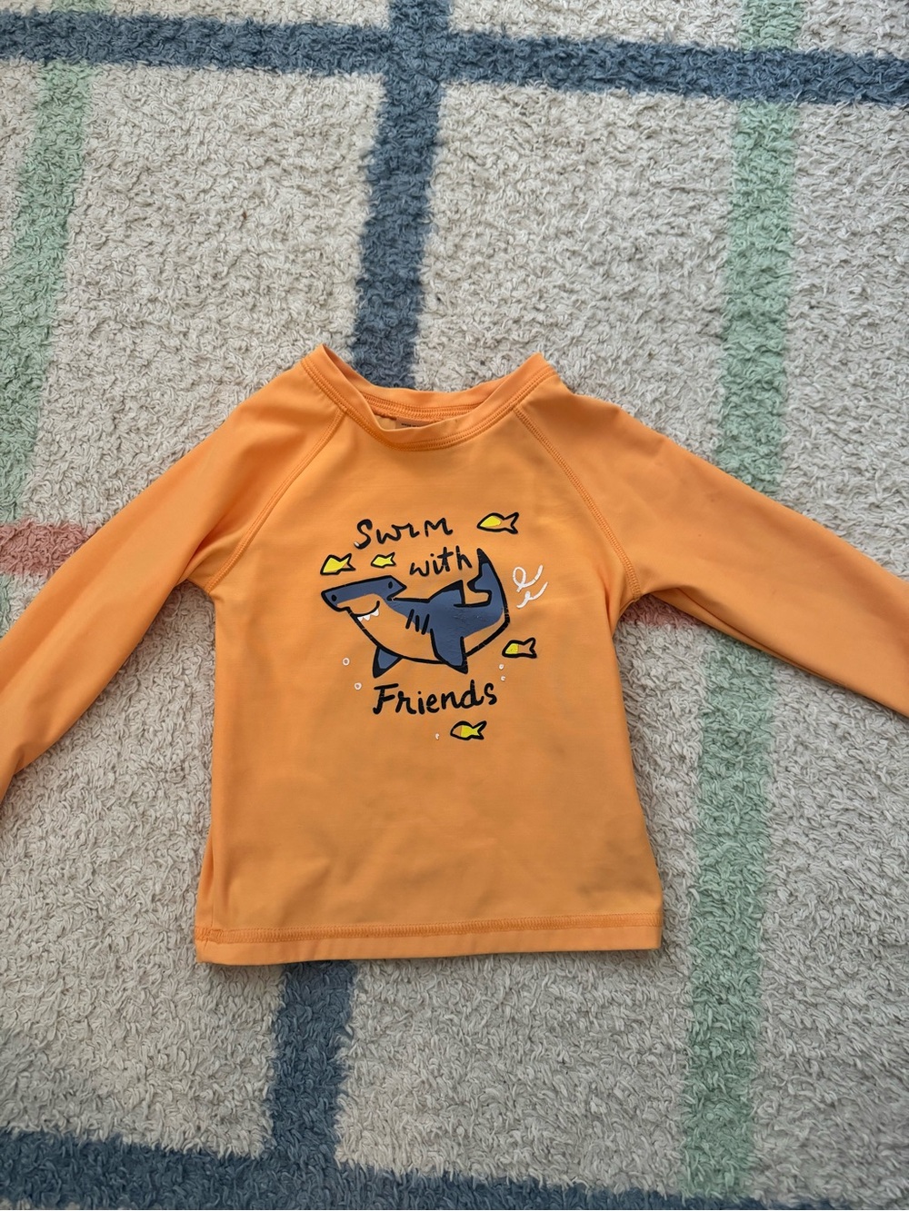 Old Navy Orange Long-Sleeve Kids Rashguard with Shark Graphic